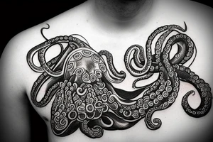 octopus enveloping a viking ship tattoo idea