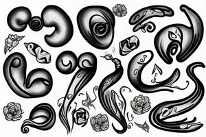 womb, hearth shapes, ovaries, cervix tattoo idea