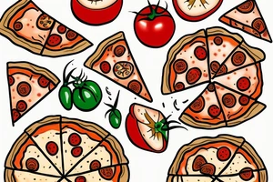 Tomato eating pizza tattoo idea