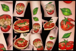 Tomato eating pizza tattoo idea