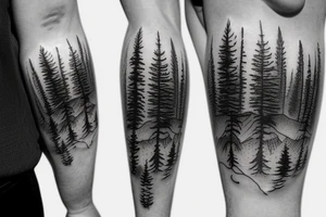 Aviation, pine trees, mountains, travel tattoo idea