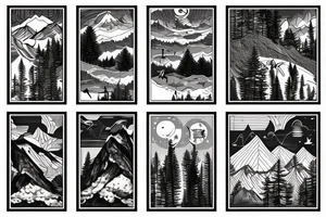 Aviation, pine trees, mountains, travel tattoo idea