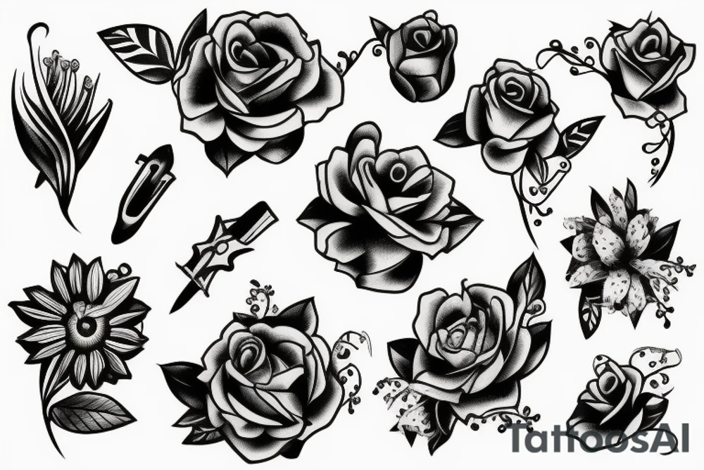 barbed wire with flowers tattoo idea