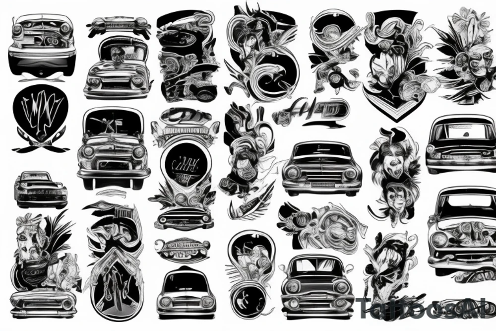 car driving tattoo idea