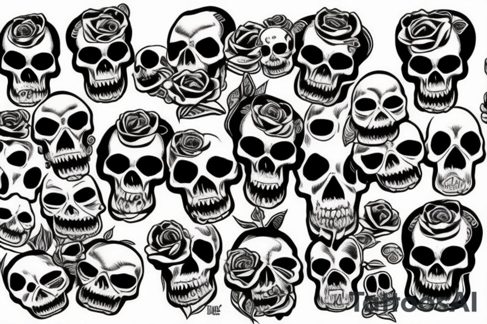 skull, swallow, and rose tattoo idea