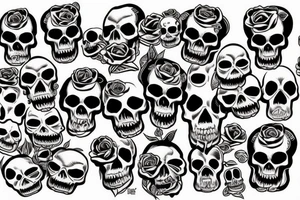 skull, swallow, and rose tattoo idea