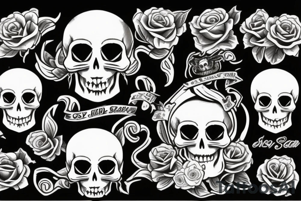 skull and rose tattoo idea