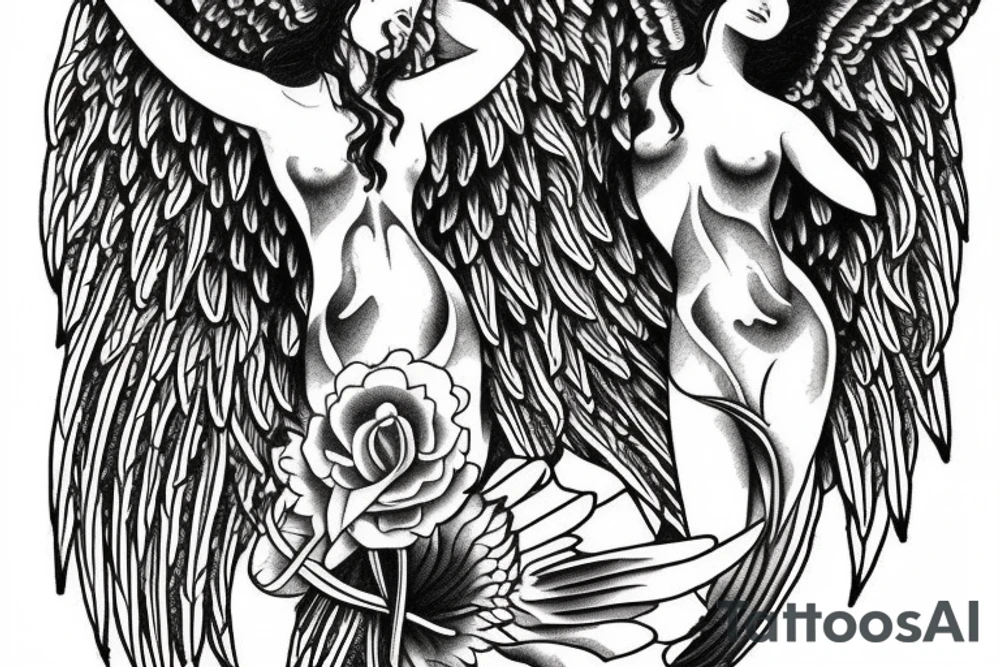 dying angel tattoo idea
