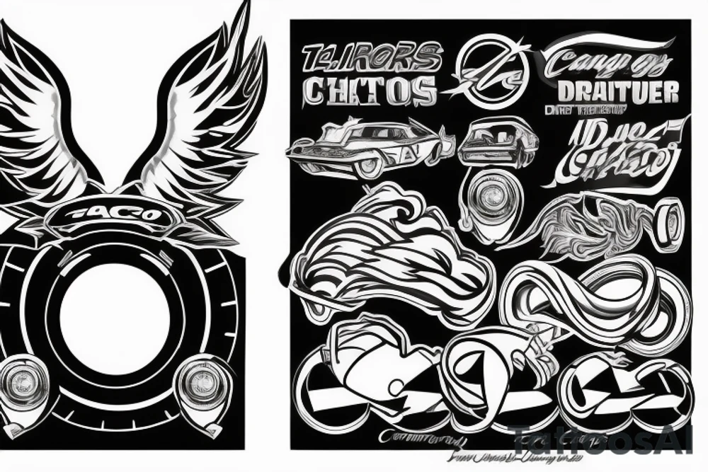 turbo charger, pistons, flames, drag race, 1969 camaro tattoo idea
