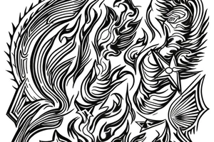 greek god, flames, sunshine, stars tattoo idea