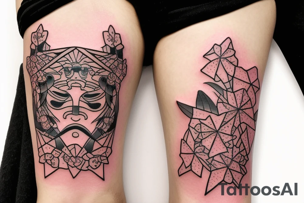 samurai with cherry blossoms tattoo idea