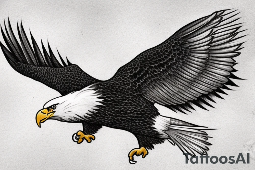 Bald eagle flying into the Appalachian mountains tattoo idea