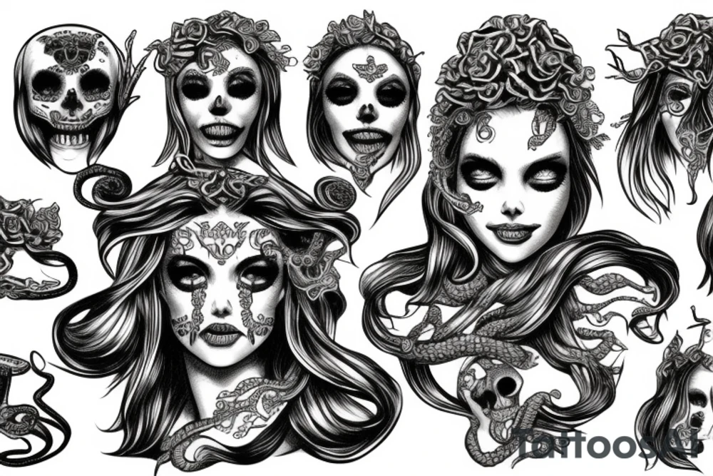 medusa holding a skull tattoo idea