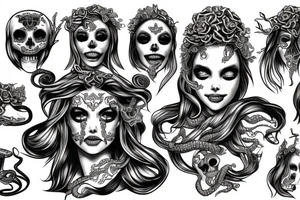 medusa holding a skull tattoo idea