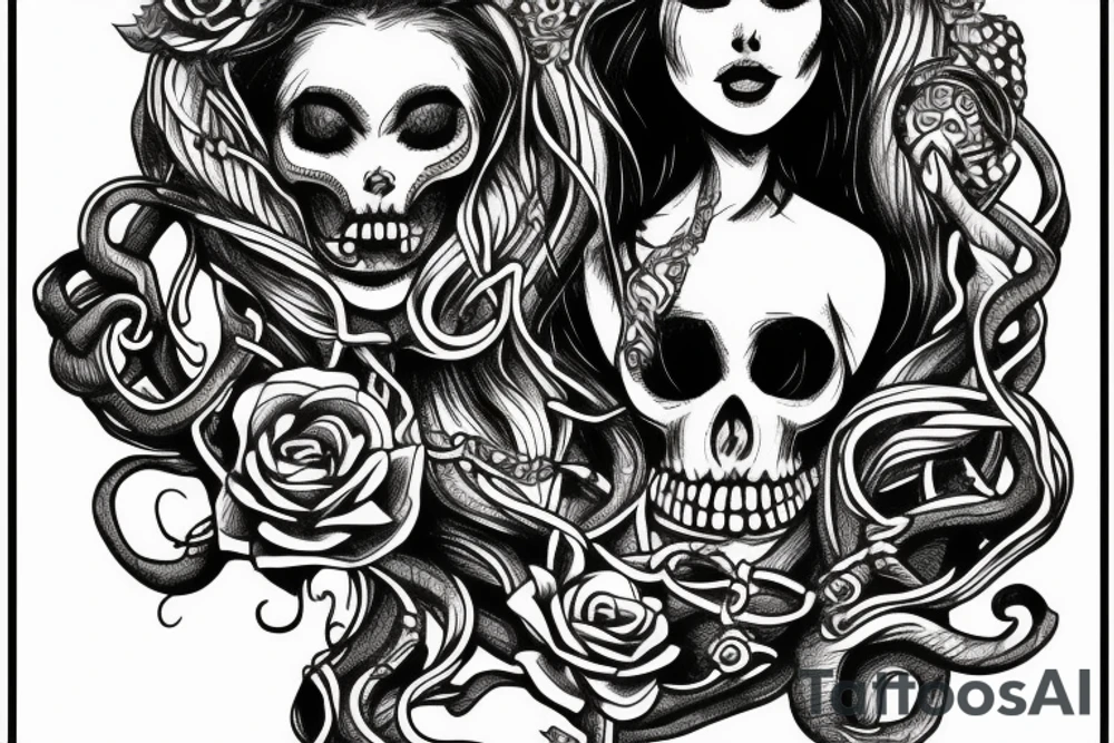 medusa holding a skull tattoo idea