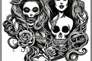 medusa holding a skull tattoo idea