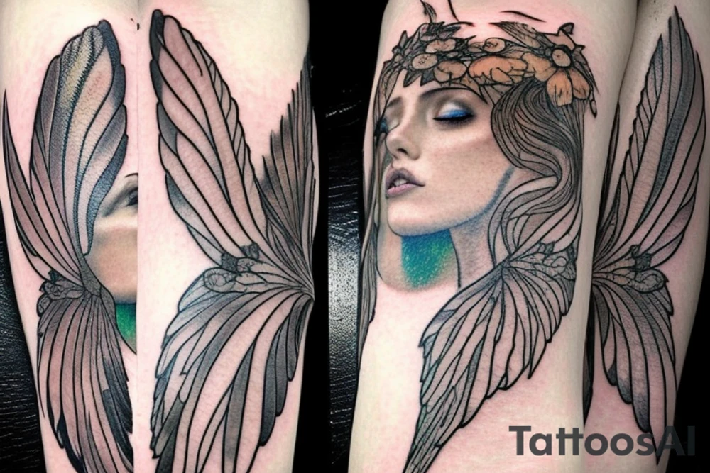 art nouveau fairy wings tattoo idea