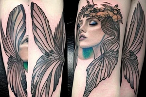art nouveau fairy wings tattoo idea