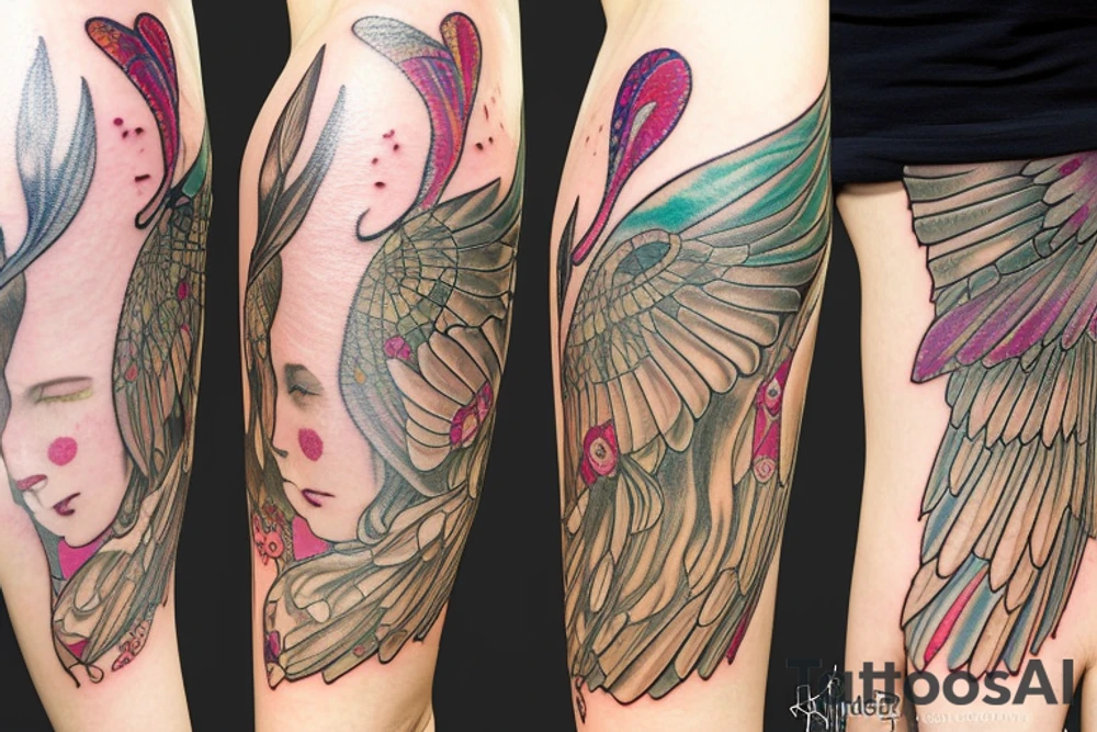art nouveau fairy wings tattoo idea
