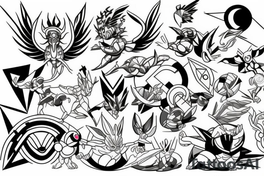 Greek god battling Pokémon tattoo idea