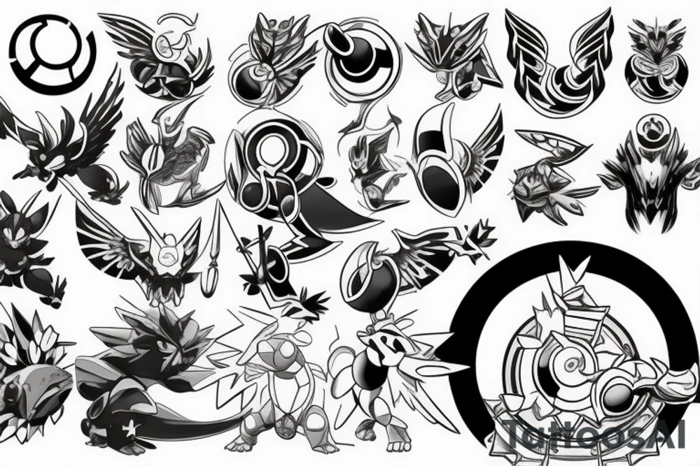 Greek god battling Pokémon tattoo idea