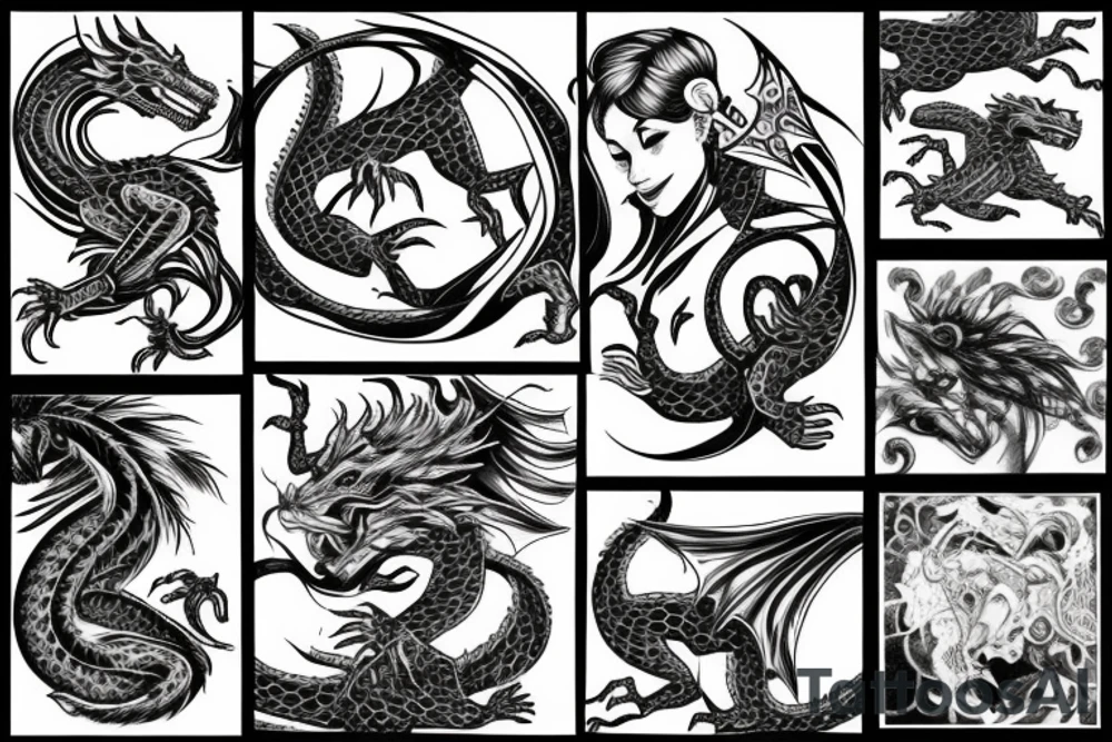 Woman riding dragon tattoo idea
