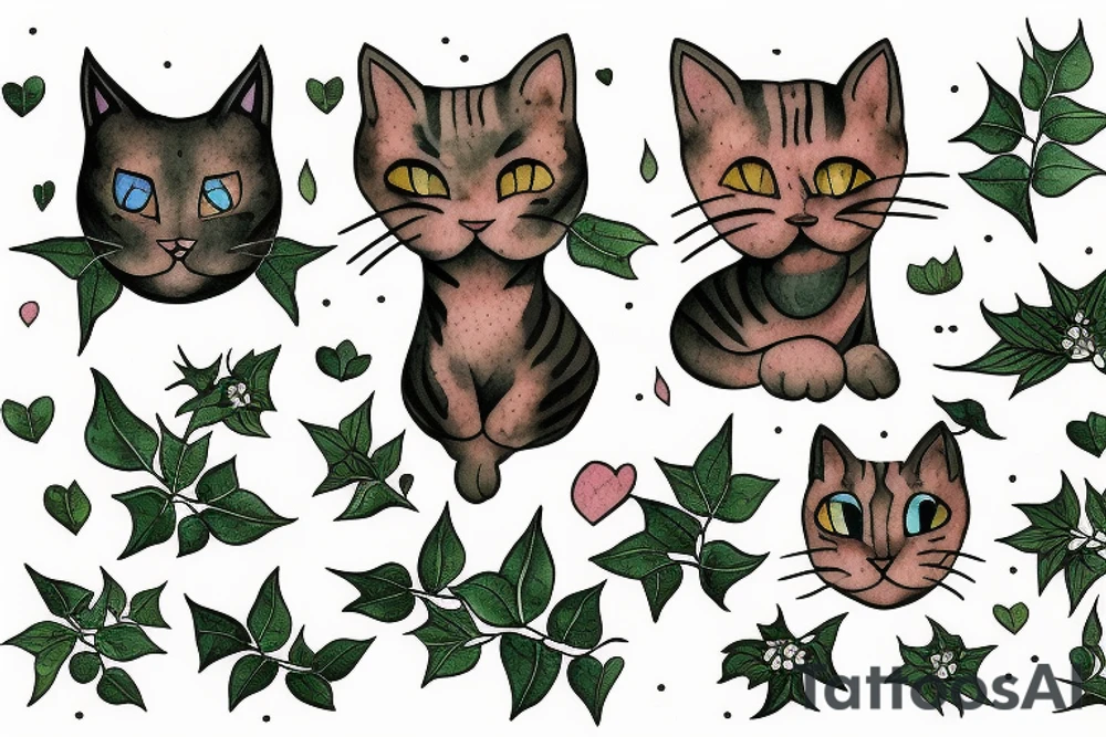 Cat made of ivy tattoo idea