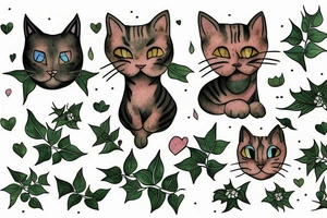 Cat made of ivy tattoo idea