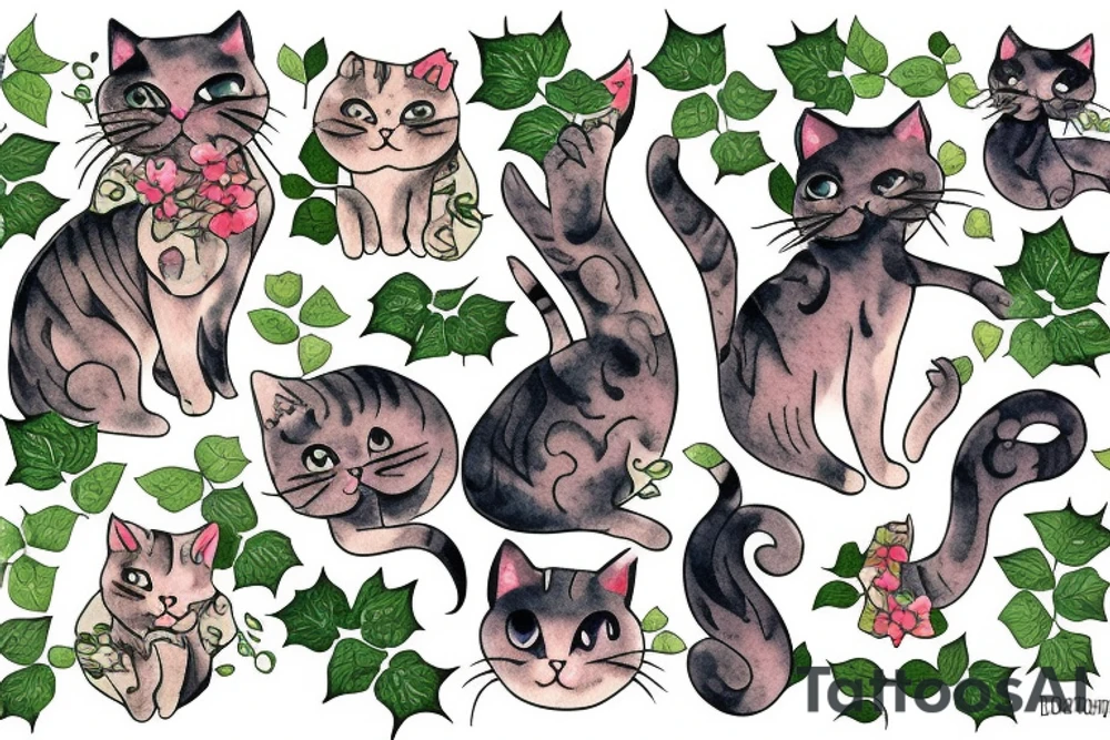 Cat made of ivy tattoo idea