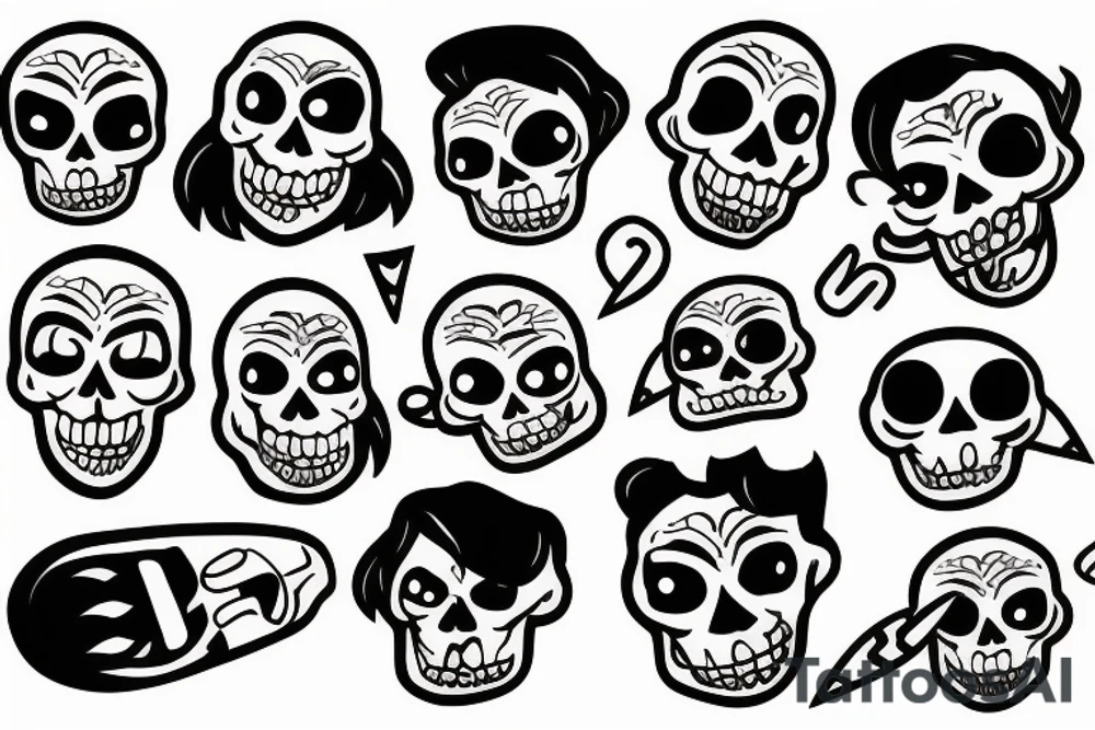 Two drunk little skeletons tattoo idea