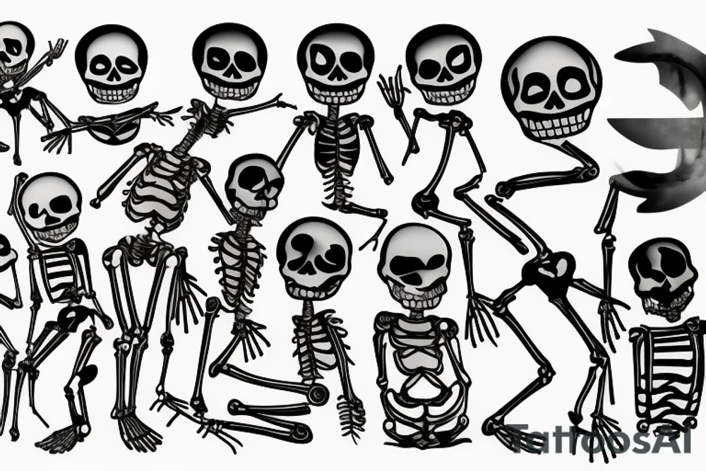 Two drunk little skeletons tattoo idea