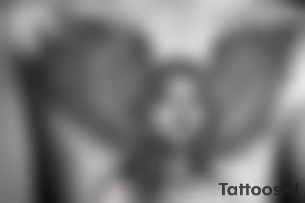 angel flying up held down by chains tattoo idea