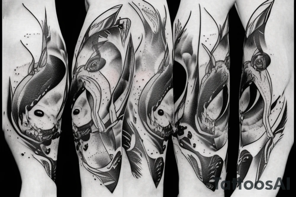 Orca on the shoulder to leg tattoo idea