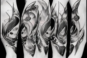 Orca on the shoulder to leg tattoo idea