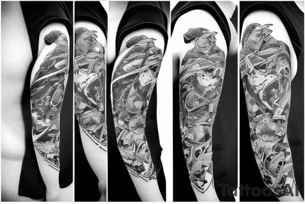 Orca on the shoulder to leg tattoo idea