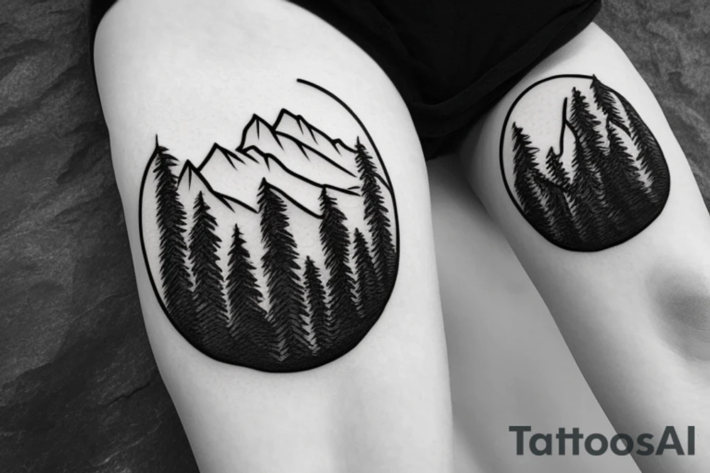 Bear with forest and mountains background tattoo idea Bear with forest and mountains background tattoo idea