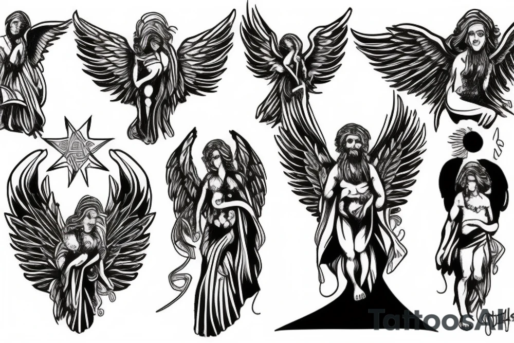 God and his angels tattoo idea