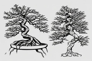 bonsai tree with root of letters tattoo idea