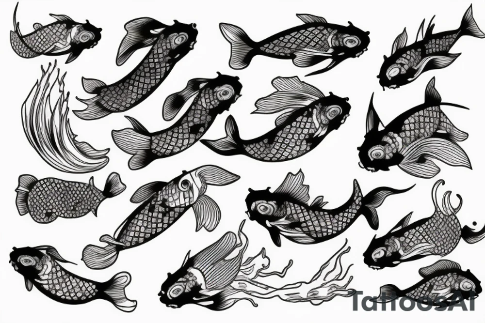 Koi fish swimming tattoo idea