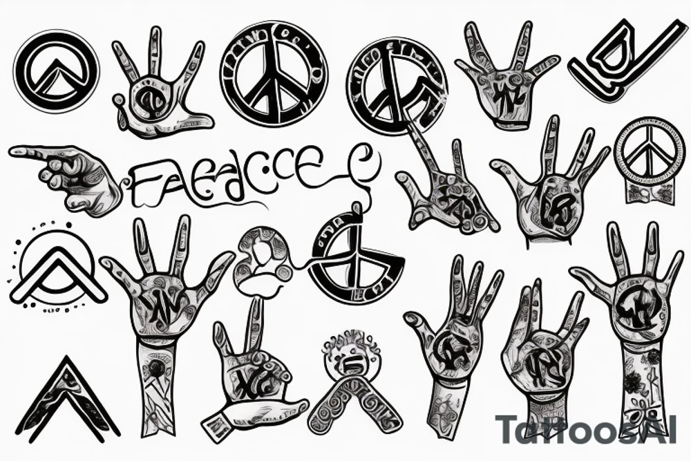 hand giving a peace sign tattoo idea