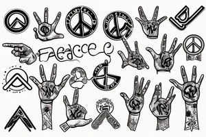 hand giving a peace sign tattoo idea