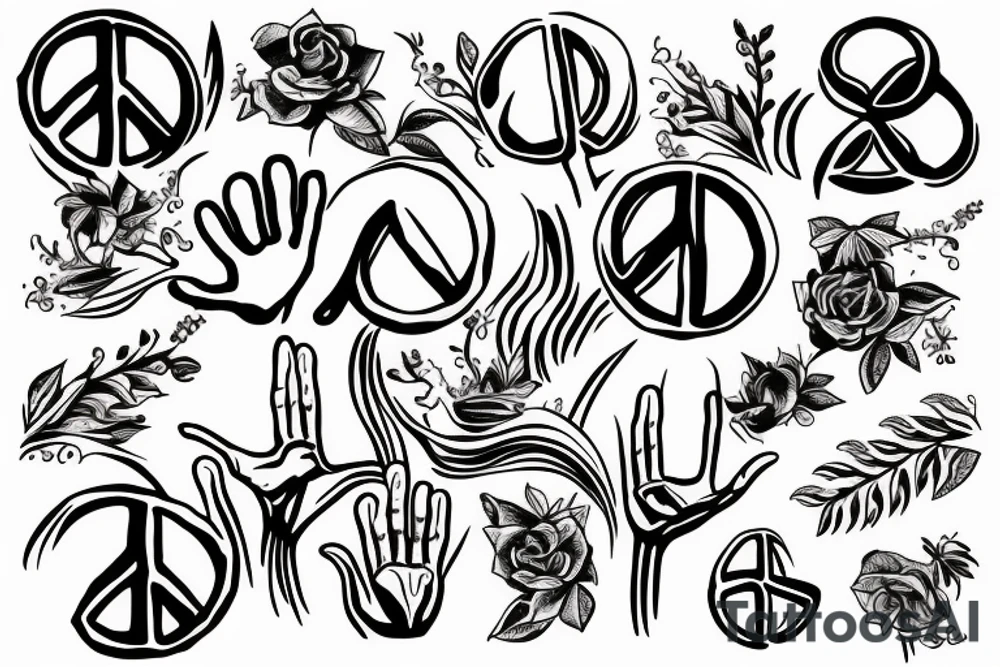 hand giving a peace sign tattoo idea