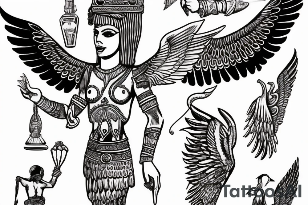 Sumerian winged genie tattoo idea