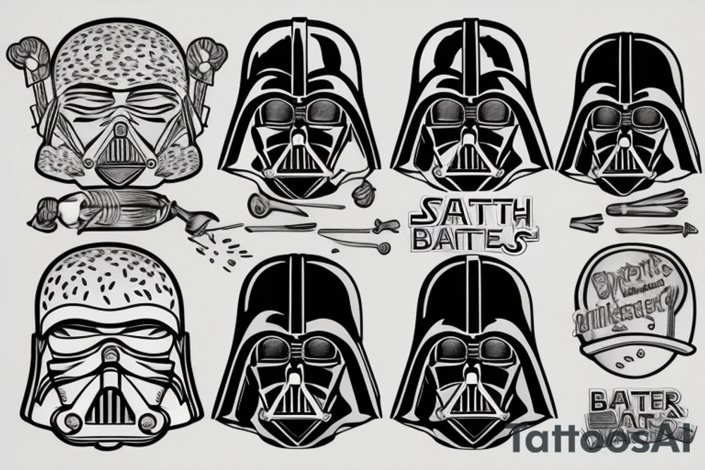 Darth Vader grilling a burger tattoo idea