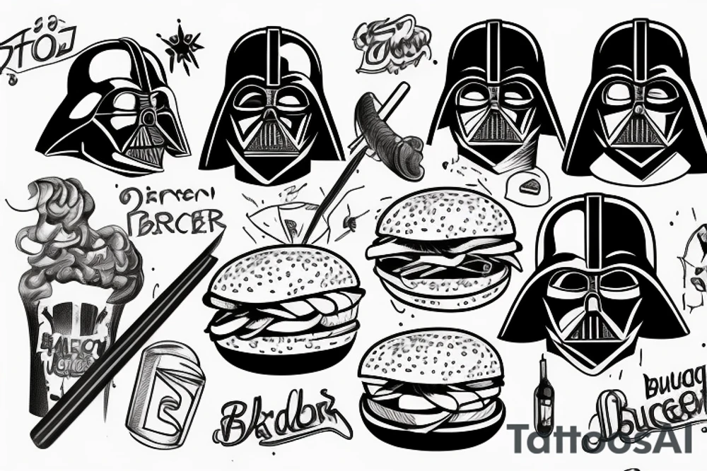 Vader grilling a burger tattoo idea