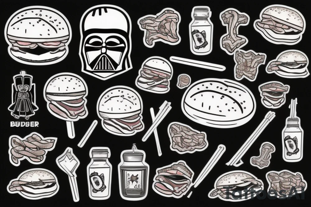 Vader grilling a burger tattoo idea