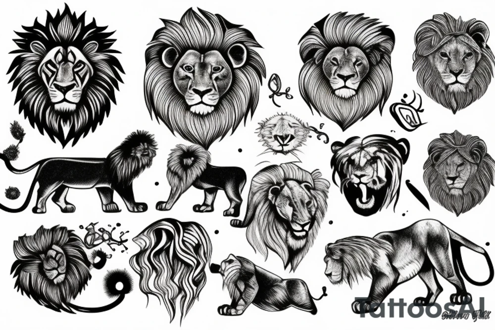 Lion by thorn tree tattoo idea