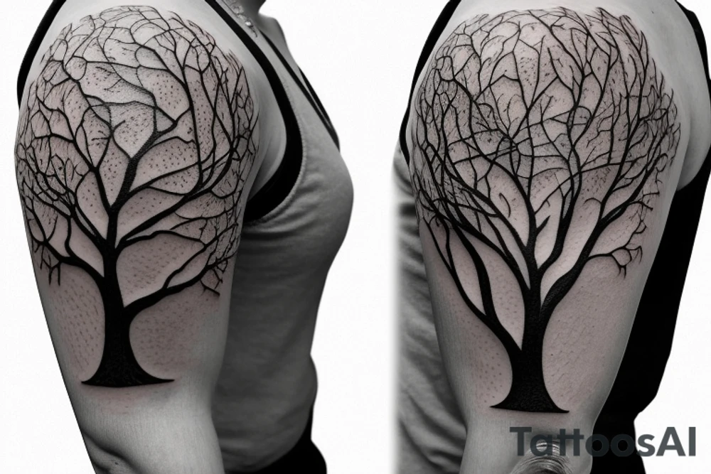 3/4 sleeve manly elm tree with a hourglass meaning live life for today and family tattoo idea