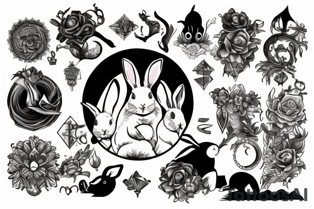 A rabbit into the magic portal tattoo idea