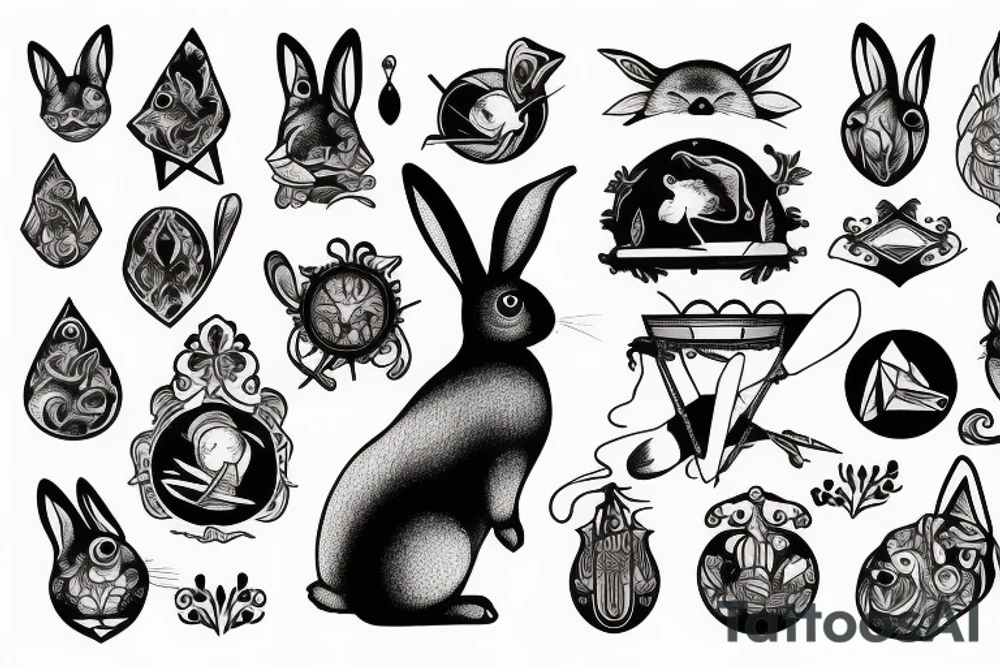 A rabbit into the magic portal tattoo idea